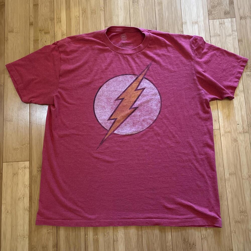 DC Comics Shirt Mens XL Red The Flash Logo Short Sleeve Crew Neck Original